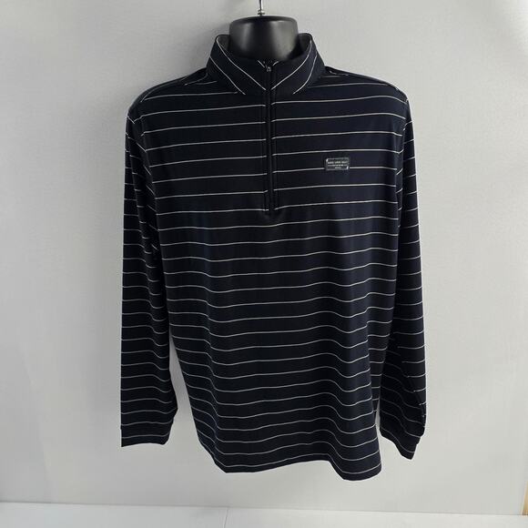 Good Good Golf Striped 1/4 Zip Pullover Men L Black Long Sleeve Fighting for par - Picture 1 of 8